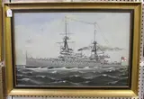 H.E. Stephens, Invincible Class Battlecruiser flying an Admiral's Flag, oil on canvas