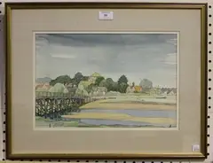 Harry Connett, St. Nicholas Church and Old Toll Bridge, Shoreham, watercolour