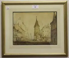Georg Stubbs, Continental Street Scene, 1833, watercolour