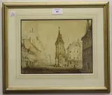 Georg Stubbs, Continental Street Scene, 1833, watercolour