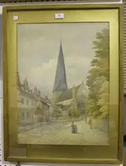 George de Paris, Horsham Church, Sussex, watercolour
