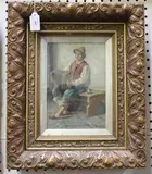 J. Berney, Seated Boy Playing an Accordion, oil on canvas-board