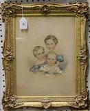 James Y. Gant, A Sketch' (Group Portrait of Three Children), 1838, watercolour