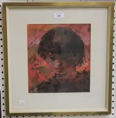 Half Length Portrait of a Young Boy by Leszek Tadeusz Muszynski, pastel, sold May 2017
