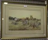 W. Hayward Young, Bolsterstone' (Harvest Scene), watercolour and gouache