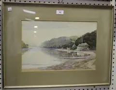 P.C. Davis, Dittisham on the River Dart, Devon, watercolour