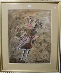Donato Forte, Ballet de Cour, la Belle aux Bois Dormant' (Costume Design for 'The Sleeping Beauty'), 1988, watercolour heightened with gilt