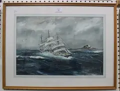 G.H. Jennery, Rounding Cape Horn, watercolour and gouache