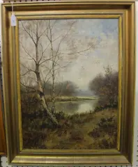 William Temple Muir, A Path through the Birchwood, Winter, oil on canvas