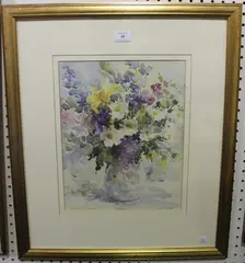 Salliann Putman, Still Life of Flowers in a Vase, watercolour