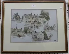 Tony Hunter, A Cotswold Mixture, watercolour and ink