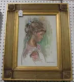 N. Saint Hilaire, Head and Shoulders Portrait of a Young Girl in Profile, oil on canvas