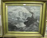 G.P. Gilby, Distressed Vessels in Stormy Seas, oil on canvas