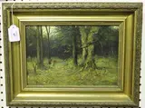 E.J. Jones, Faggot Gatherer in a Woodland, oil on canvas