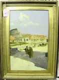 B. Bianchi, Figures outside the Colosseum, oil on board