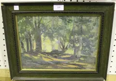 John E. Key, Sunlit Glade, 1929, oil on board