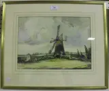 Abraham Hulk Junior, Windmill in a Landscape, watercolour