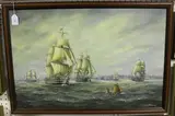 Max Parsons, Clippers off Portsmouth, oil on canvas-board