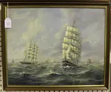 Max Parsons, Clippers off the Isle of Wight, 1987, oil on board