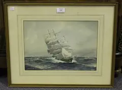Eric Tufnell, Thermopylae' (Study of the Sailing Vessel), watercolour