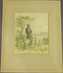 John Verney, View of Farnham from a Prominence on the East, watercolour and ink
