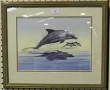 Warwick Higgs, Study of Dolphins, watercolour with gouache