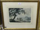 Peter La Cave, Travellers on a Riverside Track, watercolour