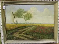 C. Noorman, Continental View with Poppies in a Cornfield, oil on canvas