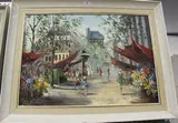 H.F. Borton, Parisian Flower Market, oil on canvas