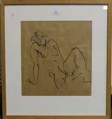 Alison Milner-Gulland, Study of a Female Nude, pen and ink