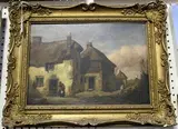 Richard Henry Nibbs, Figure outside an Inn, oil on panel