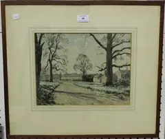N. Wylie Moore, View of a Country Road, 1944, watercolour