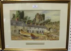 Old Cottages on the Quay at Conway by William R. Hoyles, watercolour, sold Jan 2017