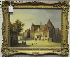 David Beatty, Dutch Street Scene, oil on panel