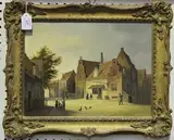 David Beatty, Dutch Street Scene, oil on panel