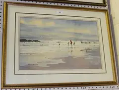 Denis Pannett, Paddling in the Surf, Littlehampton Beach, watercolour