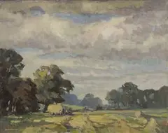 John D. Howard, Haymakers, oil on canvas