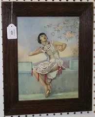 Janet Jevons, Exotic Dancer, possibly Anna May Wong, overpainted photograph