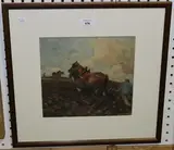 D.T. Robertson, Ploughing, watercolour