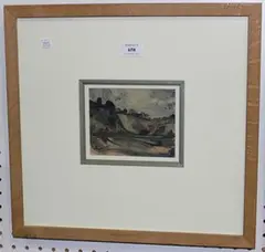 Allen Freer, Derbyshire Landscape near Dovedale, 1977, watercolour