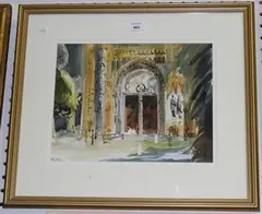 Tom Gamble, Doorway, St Saveur Aix en Provence, watercolour