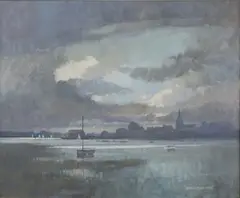 Norman Battershill, Storm Cloud, Bosham, oil on board
