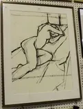 Sarah Spackman, Female Nude lying on a Bed, 1998, charcoal