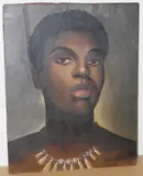 David Vango, Head and Shoulders Portrait of an African Woman, oil on hardboard