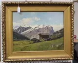 R. Fischer, Swiss Mountain View, oil on canvas