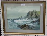 Rubens Southey, Coastal View, watercolour with gouache