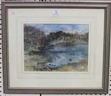 Selina Thorp, View of Boats in a Bay, pastel