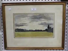 John Doyle, Sunset at Runnymeade, watercolour