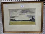 John Doyle, Sunset at Runnymeade, watercolour