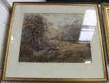 Clarence Smith, Landscape with Shepherd and Flock, 1890, watercolour